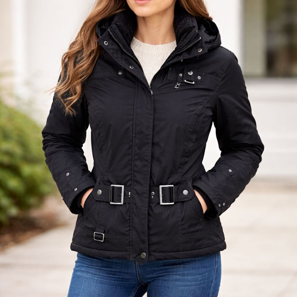 Nils Winter Jacket Womens 10 Black Ski Snowboard Insulated Waterproof Hooded